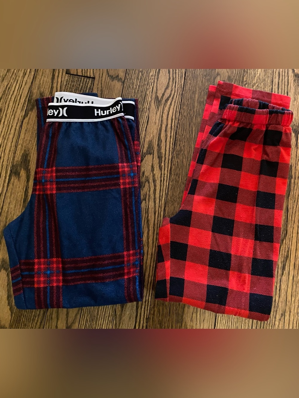 Hurley Kids Plaid Pajama Bottoms in Red & Navy